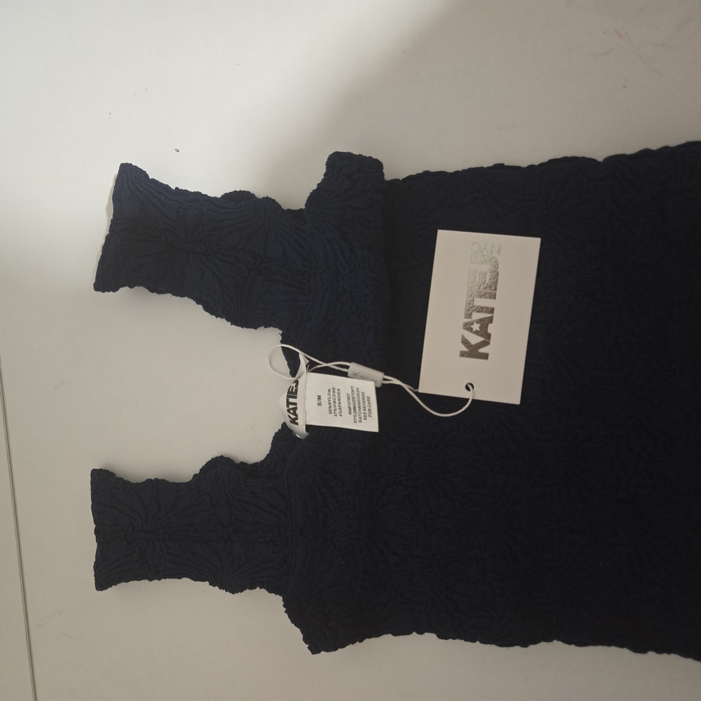 KAT Blue Navy Textured Sleeveless Top